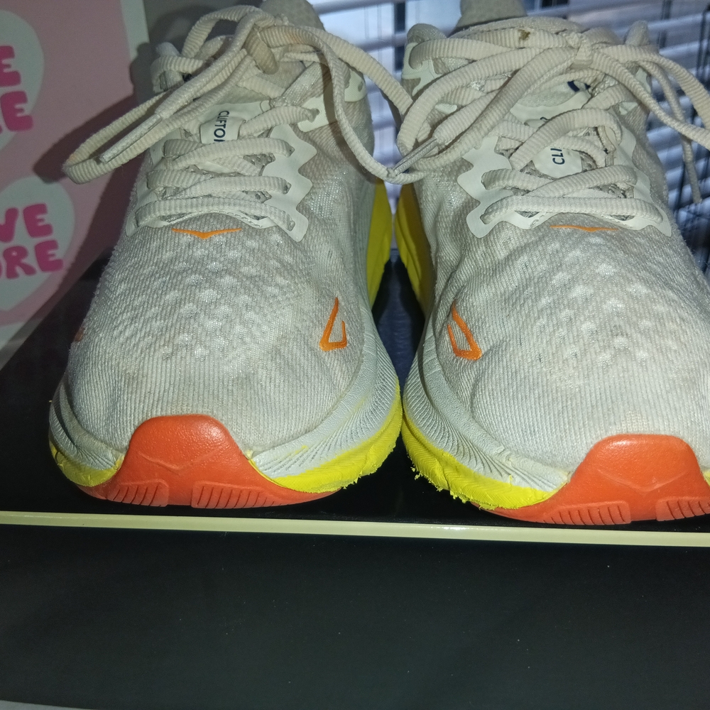 Hoka Kids Sneakers - White with Orange and Yellow Accents